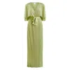 Why Mary Women's Aphrodite Sheer Lurex Maxi Dress In Chartreuse Green In Green