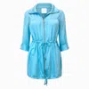 Why Mary Women's Aqua Blue Lightweight Parker Jacket - Keep It Kool In Blue