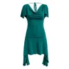 Why Mary Women's Green / Blue Athena Asymmetrical Backless Mini Dress Teal In Green/blue