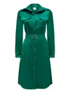 Why Mary Women's Green Jackie Satin Trench Coat Dress In Green