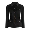 Why Mary Women's Military Style Black Velvet Corduroy Jacket In Black