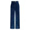 Why Mary Women's Odessa Stretch Corduroy High Waisted Pants In Denim Blue In Blue