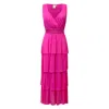 Why Mary Women's Pink / Purple Hot Pink Layered Maxi Dress - Allure In Pink/purple