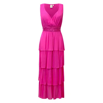 Why Mary Women's Pink / Purple Hot Pink Layered Maxi Dress - Allure In Pink/purple