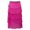 Why Mary Women's Pink / Purple Hot Pink Layered Midi Skirt - Romancing Resort Skirt In Pink/purple