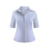 Why Mary Women's The Kate Short Sleeve Cotton Shirt Blouse In White In White