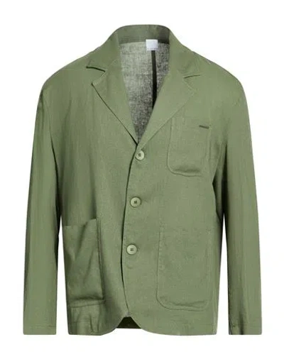 Why Not Brand Man Blazer Military Green Size L Linen, Viscose