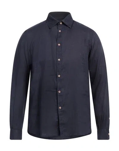 Why Not Brand Man Shirt Midnight Blue Size M Linen
