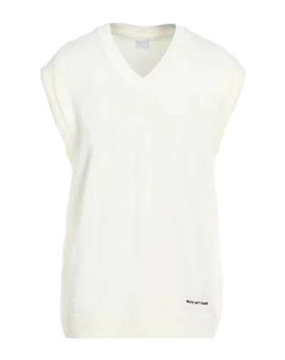 Why Not Brand Man Sweater Ivory Size M Acrylic, Wool In White