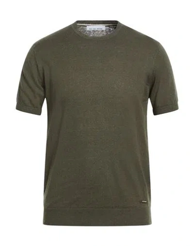 Why Not Brand Man Sweater Military Green Size M Linen, Cotton