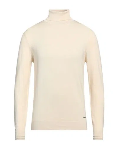 Why Not Brand Man Turtleneck Ivory Size Xxl Viscose, Nylon In White