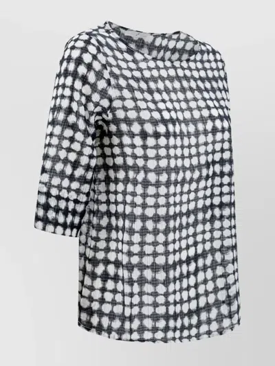 Whyci Checkered Crew-neck Silk/cotton Blend T-shirt In Gray