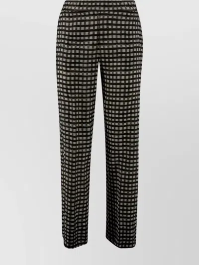Whyci Checkered Pattern Wide Leg Trousers In Black