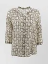Whyci Collared V-neck Shirt 3/4 Sleeves