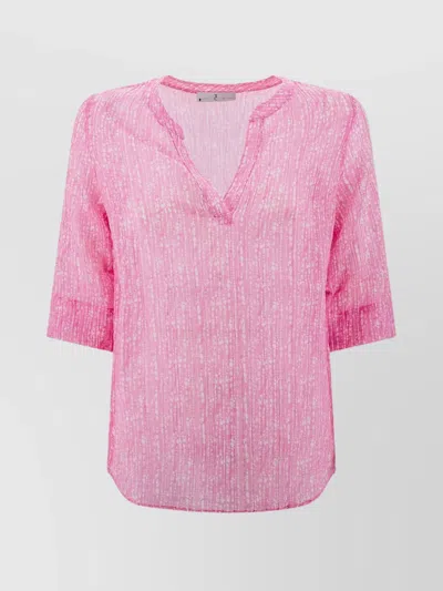 Whyci Cotton-silk Blend Patterned Polo In Pink