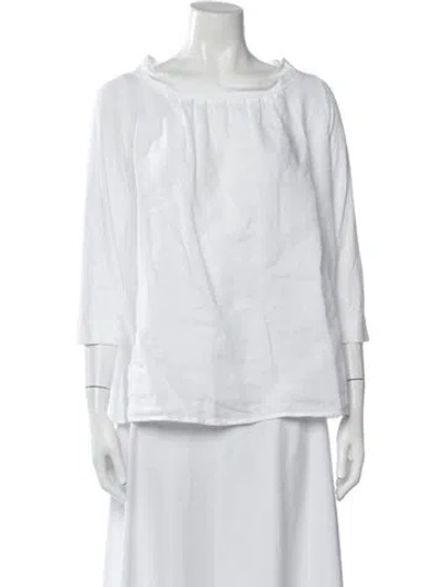 Pre-owned Whyci Cowl Neck Three-quarter Sleeve Top In White