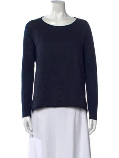 Pre-owned Whyci Crew Neck Long Sleeve Top In Blue