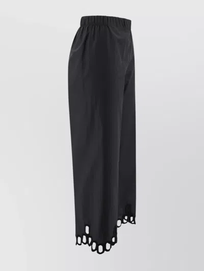 Whyci Cut-out Hem Tailored Cotton Trousers In Black
