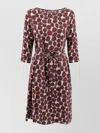 Whyci Dress Belted Waist Print