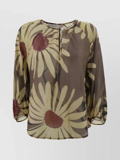 Whyci Floral Pattern Cotton Shirt In Brown