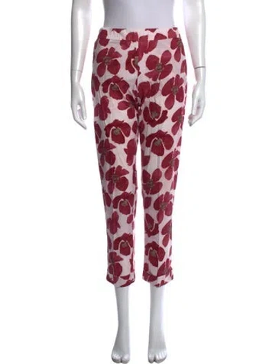 Pre-owned Whyci Floral Print Straight Leg Pants In Multicolor