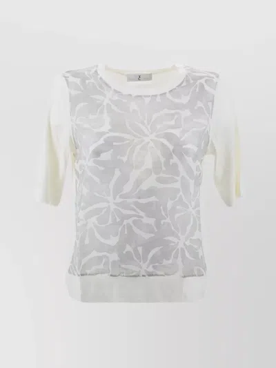 Whyci Layered Cotton T-shirt Sheer Fabric In White