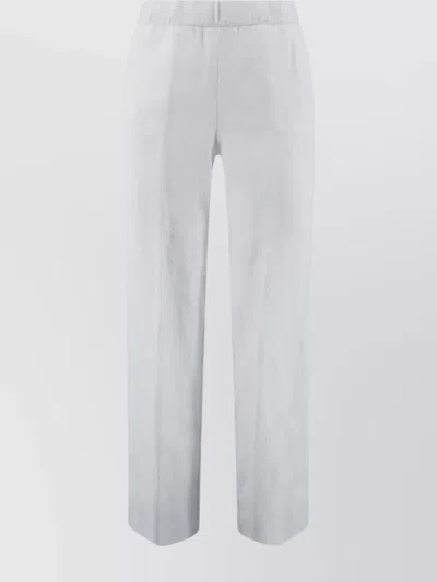 Whyci Linen Straight Leg Trousers With High Waist In White