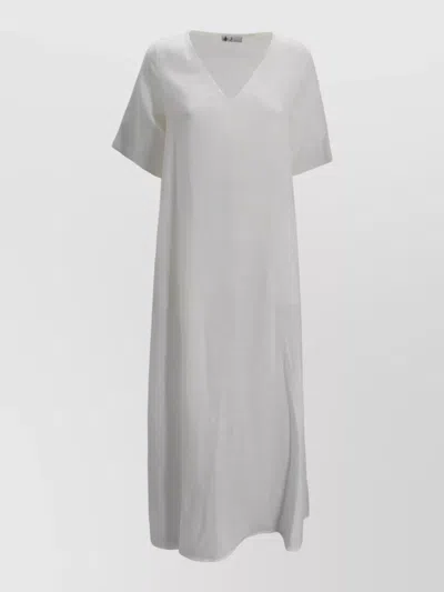 Whyci Linen V Neck Long Summer Dress In White