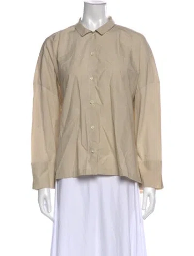 Pre-owned Whyci Long Sleeve Button-up Top In Neutrals