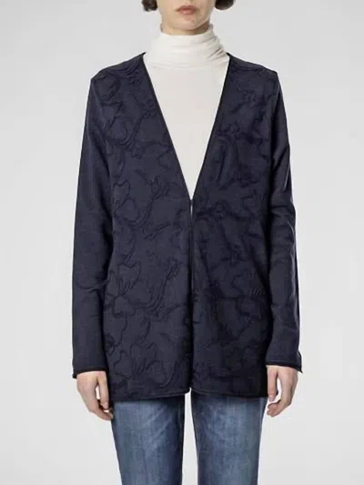 Whyci Milano Embroidered Cardigan In Navy