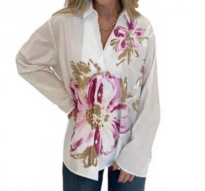 Whyci Milano Rachel Hand-painted Flower Shirt In Melanzana