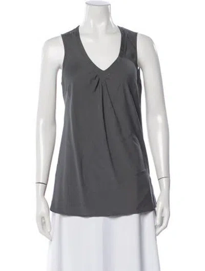 Pre-owned Whyci Silk V-neck Top In Grey
