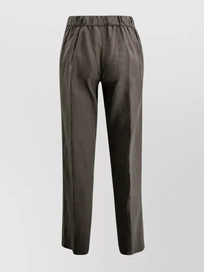 Whyci Straight Linen Pants Elastic Waistband In Multi