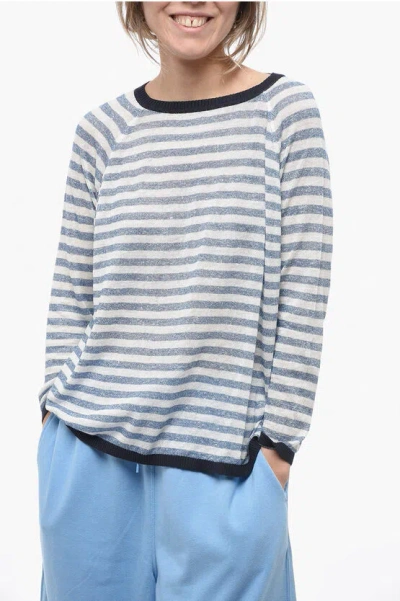 Whyci Striped Linen Blend Crew-neck Sweater In Multi