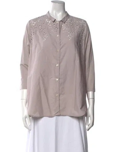 Pre-owned Whyci Three-quarter Sleeve Button-up Top In Pink/purple