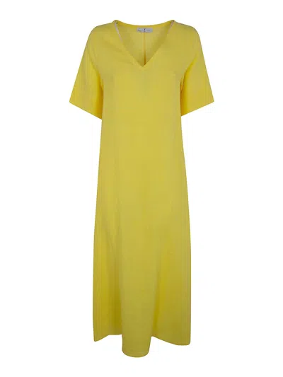 Whyci V Neck Long Dress In Orange