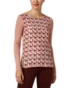 Whyci Why Ci Print Panel Wool-blend Top In Pink
