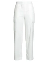 Whyci Woman Pants White Size 6 Cotton, Elastic Fibres