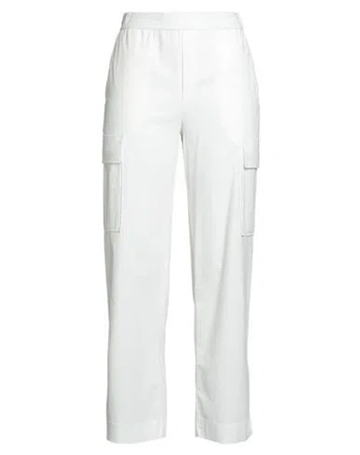 Whyci Woman Pants White Size 6 Cotton, Elastic Fibres