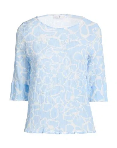 Whyci Woman Top Azure Size 10 Cotton, Silk In Blue