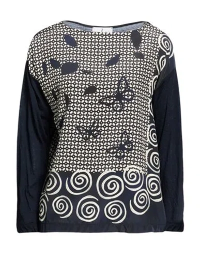Whyci Woman Top Midnight Blue Size 6 Wool, Nylon, Silk