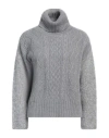 Whyci Woman Turtleneck Grey Size 4 Wool, Cotton, Polyacrylic, Merino Wool, Alpaca Wool In Grey