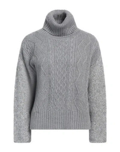 Whyci Woman Turtleneck Grey Size 4 Wool, Cotton, Polyacrylic, Merino Wool, Alpaca Wool