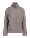 Whyci Woman Turtleneck Light Brown Size 4 Wool, Cotton, Polyacrylic, Merino Wool, Alpaca Wool In Beige