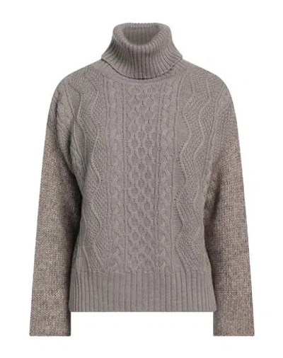 Whyci Woman Turtleneck Light Brown Size 4 Wool, Cotton, Polyacrylic, Merino Wool, Alpaca Wool In Beige