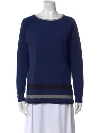Pre-owned Whyci Wool Colorblock Pattern Sweater In Blue