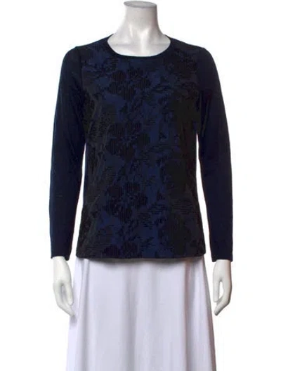 Pre-owned Whyci Wool Patterned Top In Blue