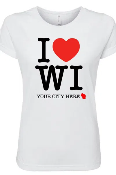 Wi-wear Women's I Love/heart Wisconsin Ripon Ladies T-shirt In White