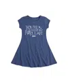 Wicked Big Girls Popular Graphic Cap Sleeve Dress In Blue