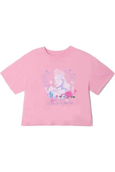 Wicked Cropped Drop Shoulder T-shirt In Pink